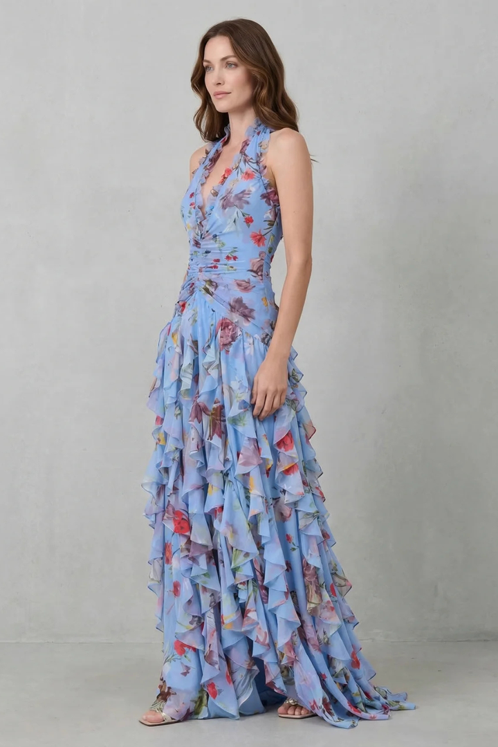 Florence | Ruffled Halter Maxi Dress
