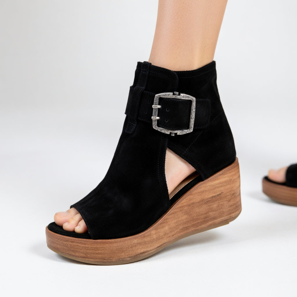 Naomi | Open-Toe Wedge Ankle Boots