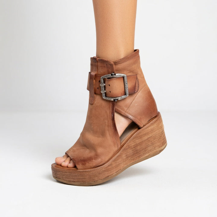Naomi | Open-Toe Wedge Ankle Boots