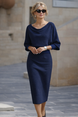 Cordelia | Refined Cowl-Neck Midi Dress