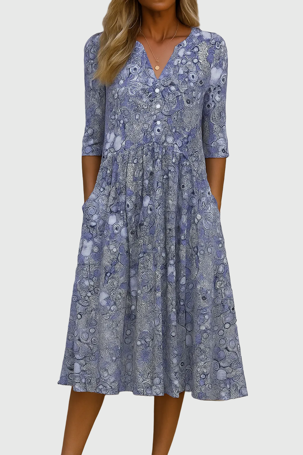Karlie | Elegant V Neck Midi Dress