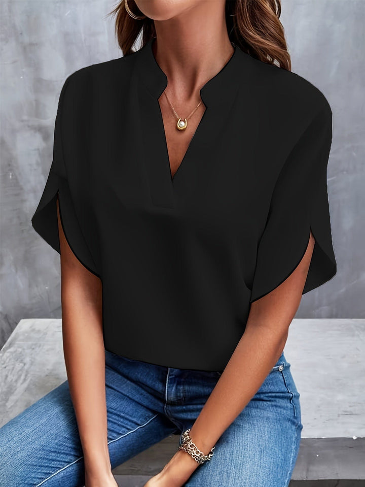 Nicole | Elegant Draped V Neck Blouse