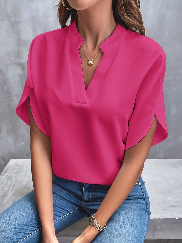 Nicole | Elegant Draped V Neck Blouse