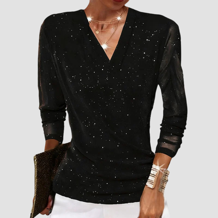 Maribel | Elegant Draped V Neck Blouse