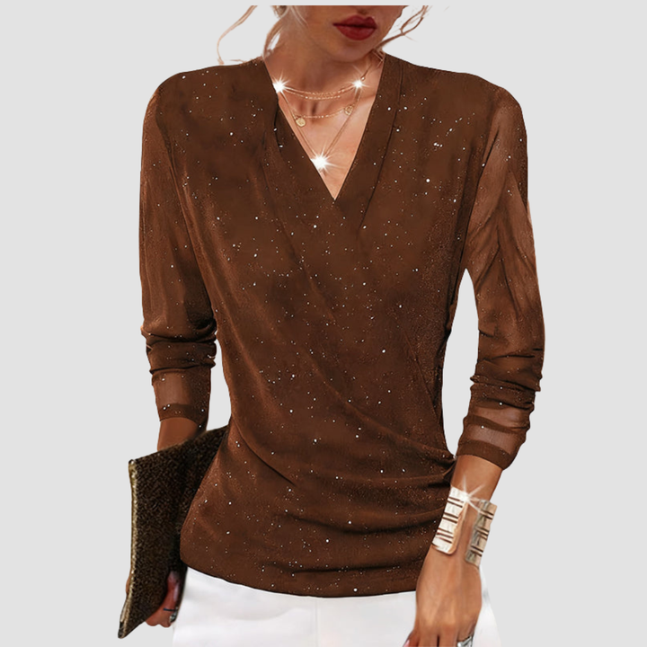 Maribel | Elegant Draped V Neck Blouse