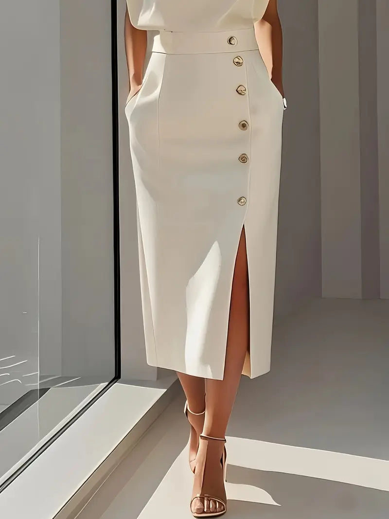 Dalia | Elegant Midi Dress with Side Slit