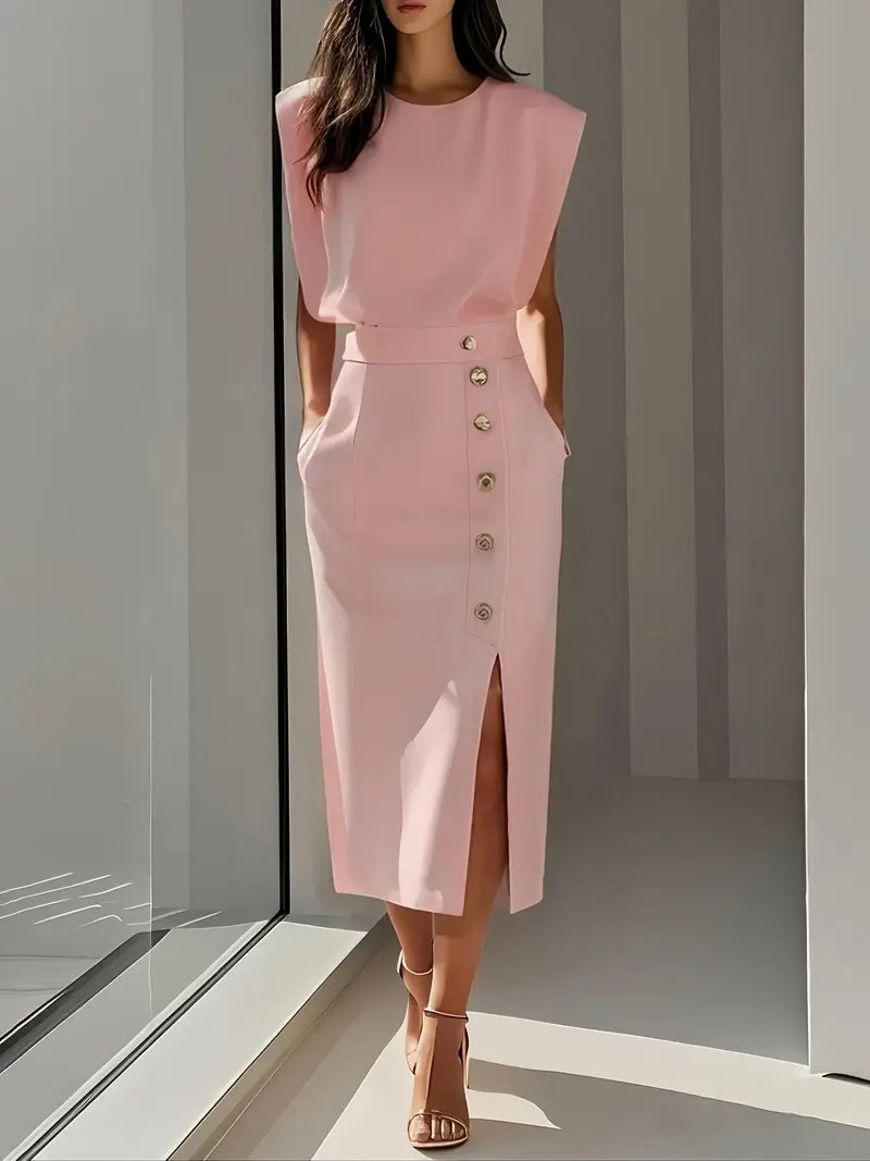 Dalia | Elegant Midi Dress with Side Slit