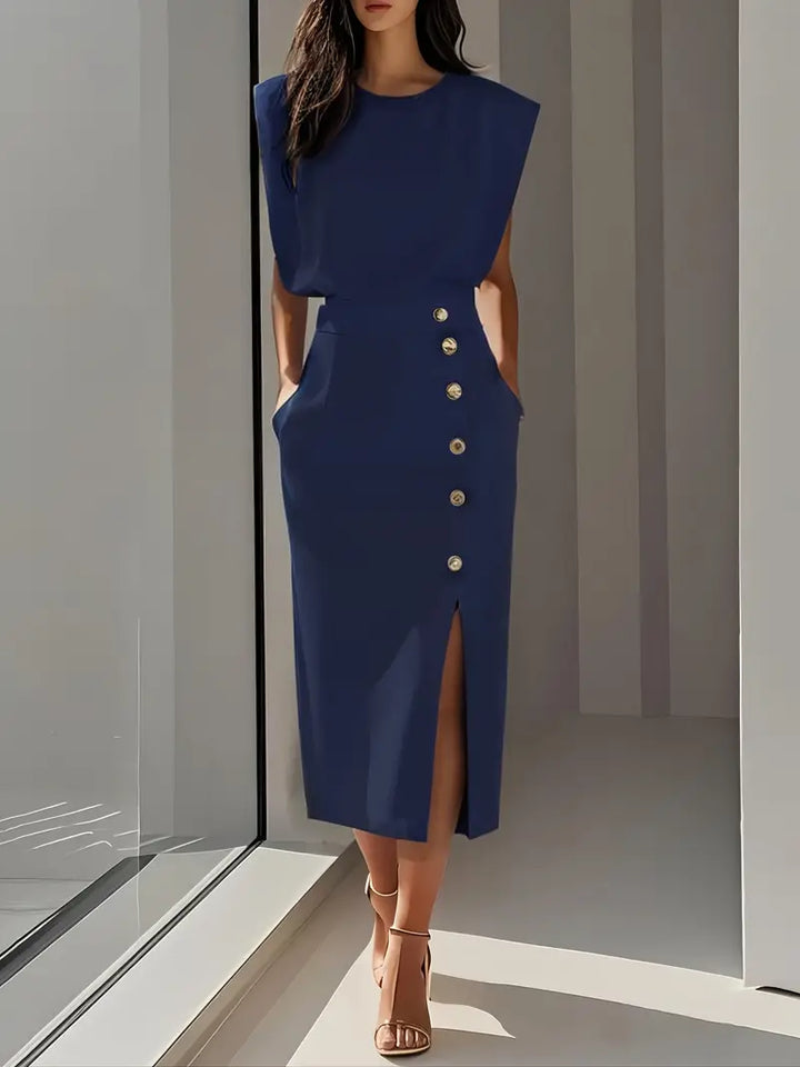 Dalia | Elegant Midi Dress with Side Slit
