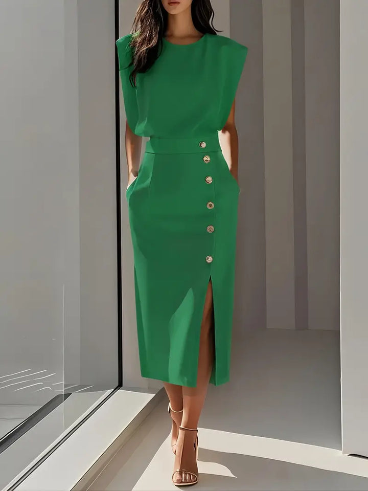 Dalia | Elegant Midi Dress with Side Slit