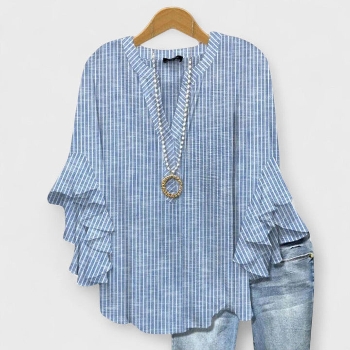 Lina | Elegant Floral Ruffle Blouse