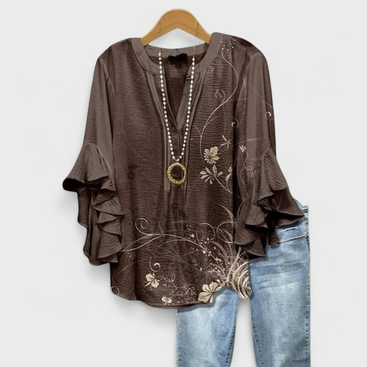 Lina | Elegant Floral Ruffle Blouse