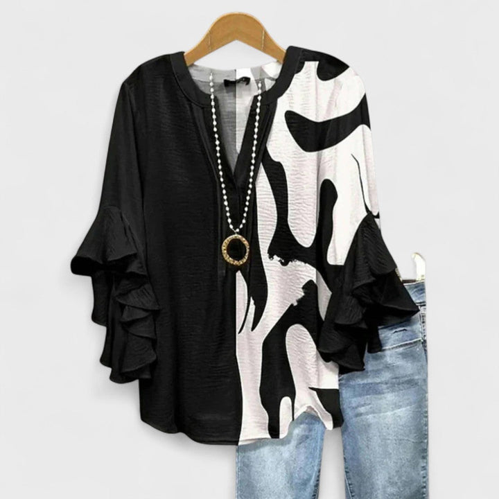 Lina | Elegant Floral Ruffle Blouse