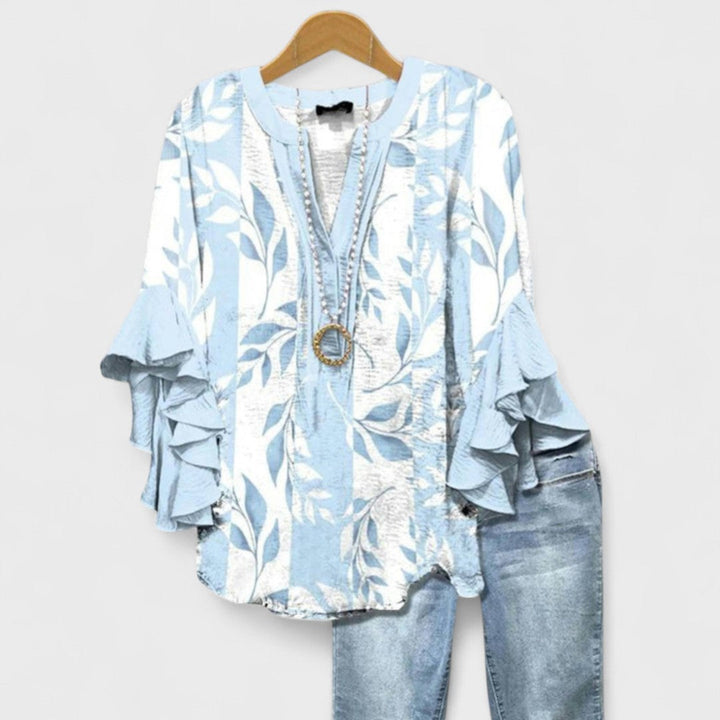 Lina | Elegant Floral Ruffle Blouse
