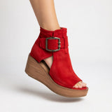 Naomi | Open-Toe Wedge Ankle Boots