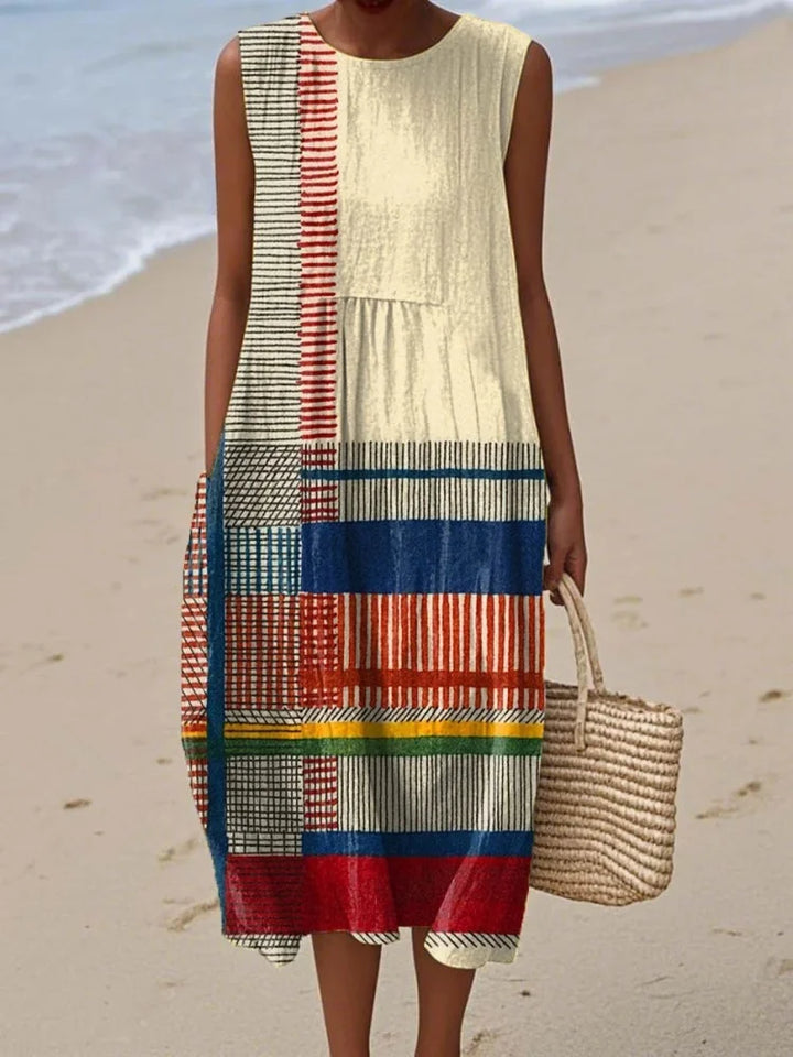 Elena | Elegant Art Print Midi Dress