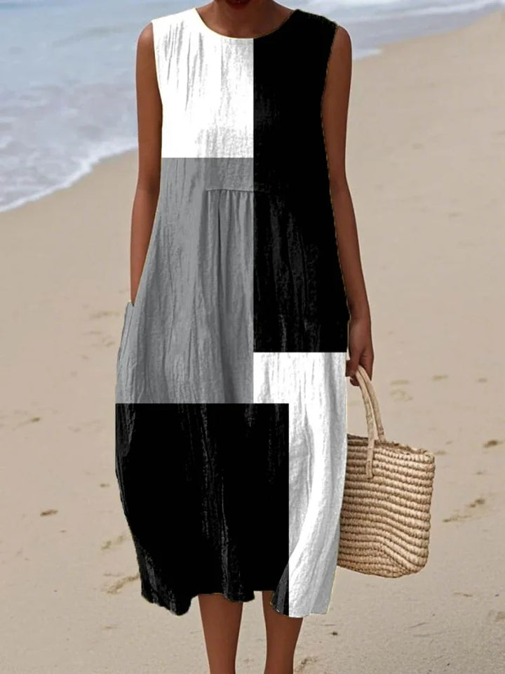 Elena | Elegant Art Print Midi Dress