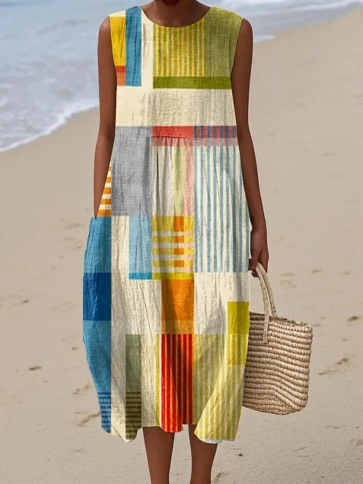 Elena | Elegant Art Print Midi Dress