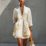 Camilla | Lace-Trim V-Neck Mini Dress