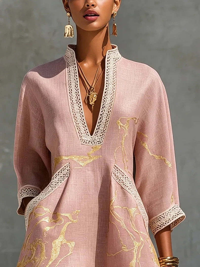 Camilla | Lace-Trim V-Neck Mini Dress