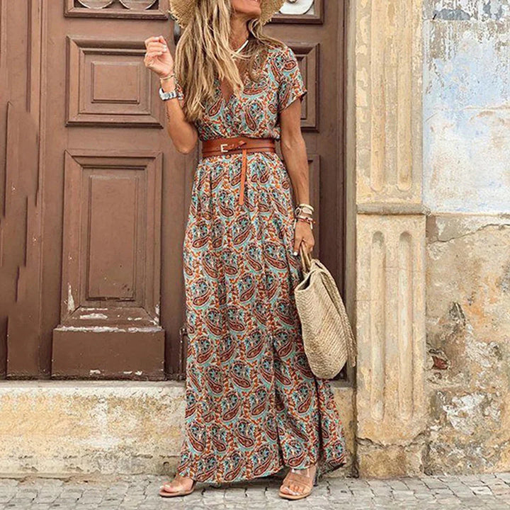 Agnes | Relaxed Boho V Neck Maxi Dress