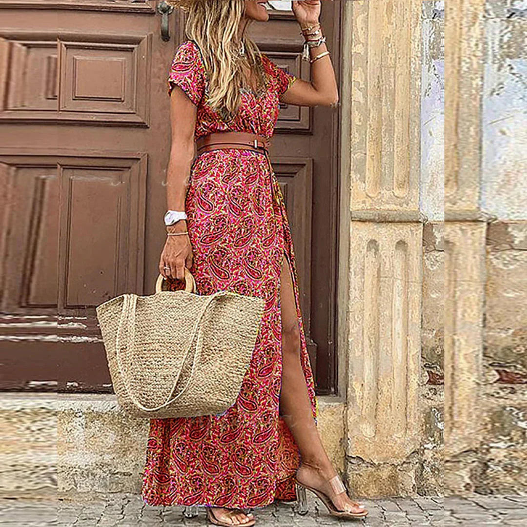 Agnes | Relaxed Boho V Neck Maxi Dress