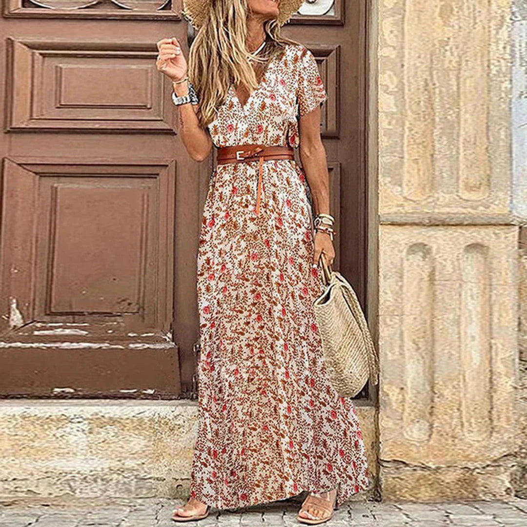 Agnes | Relaxed Boho V Neck Maxi Dress