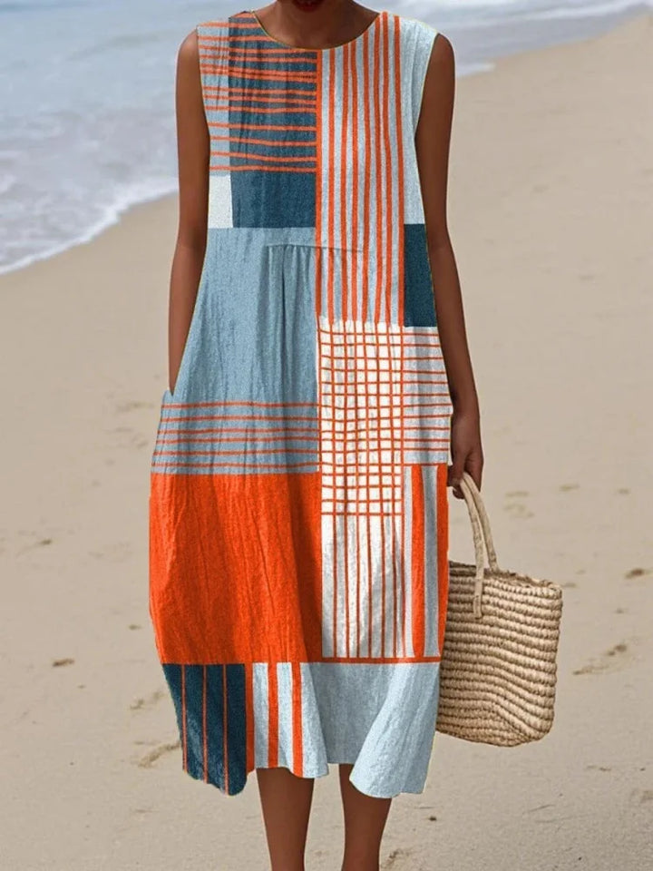 Eva | Elegant Art Print Midi Dress