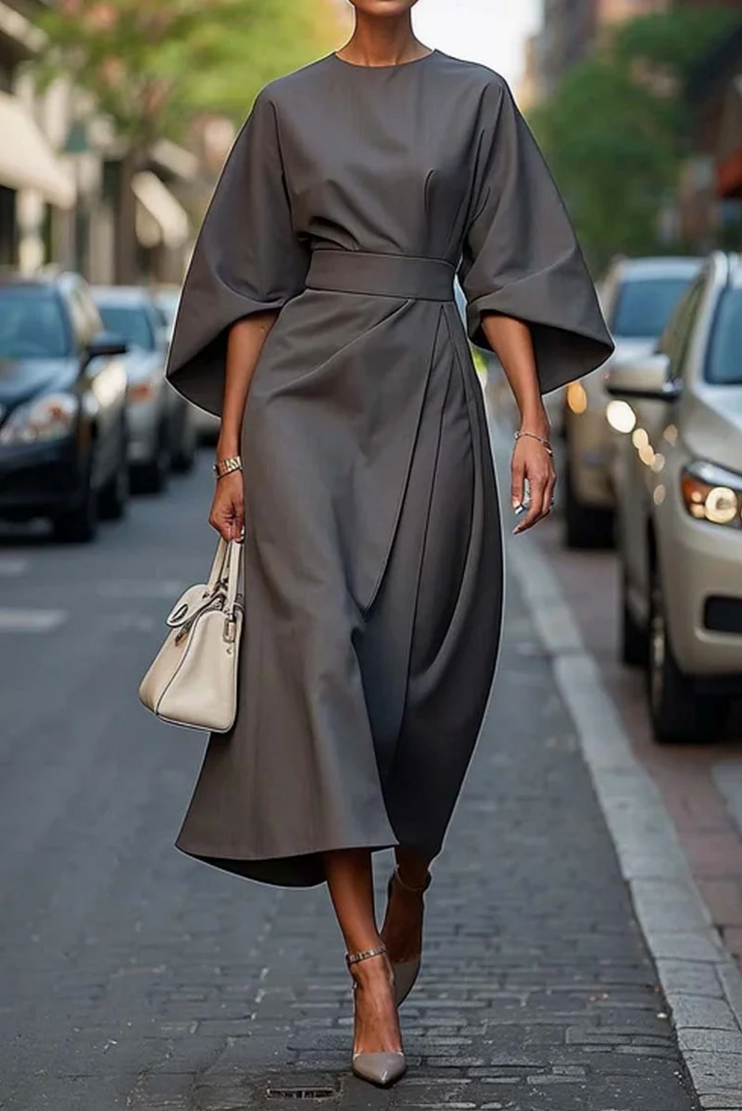 Grace | Elegant Tie Waist Midi Dress