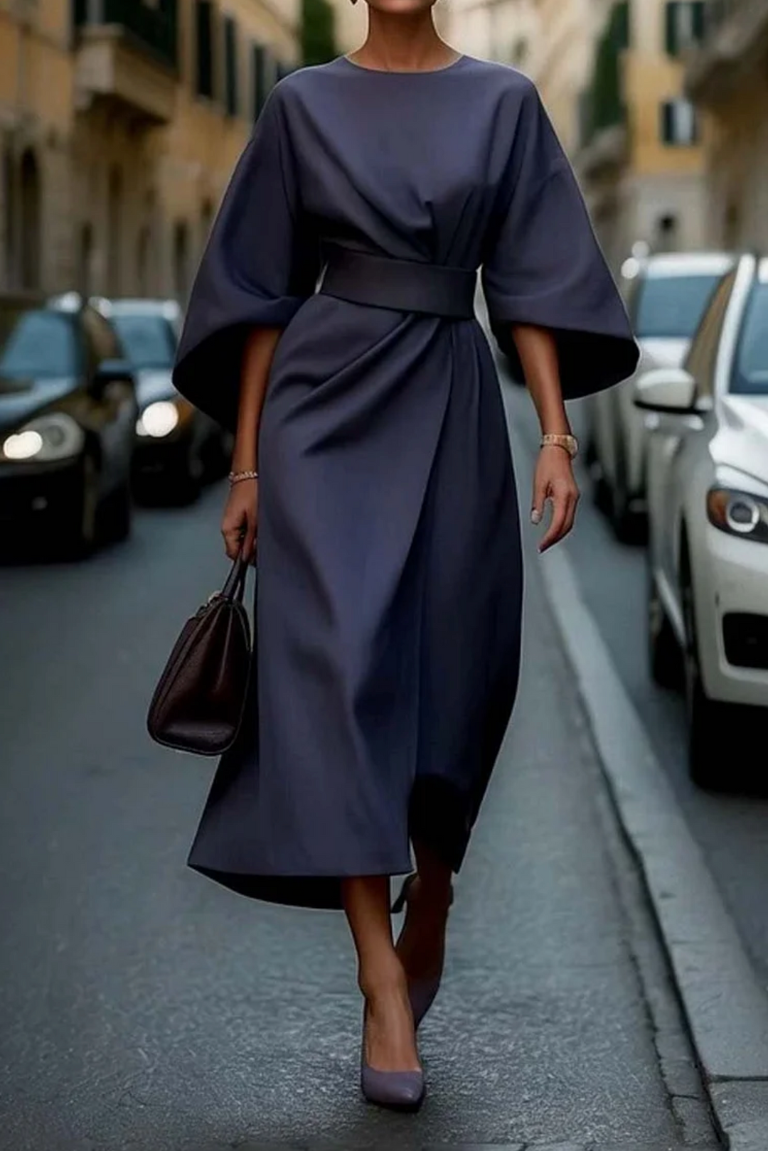 Grace | Elegant Tie Waist Midi Dress