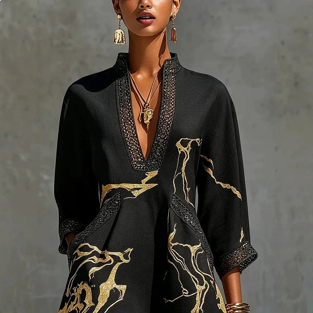 Camilla | Lace-Trim V-Neck Mini Dress