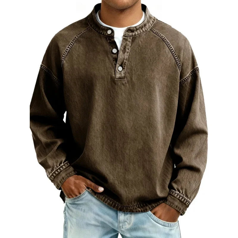 Nolan | Vintage Stand-Collar Henley