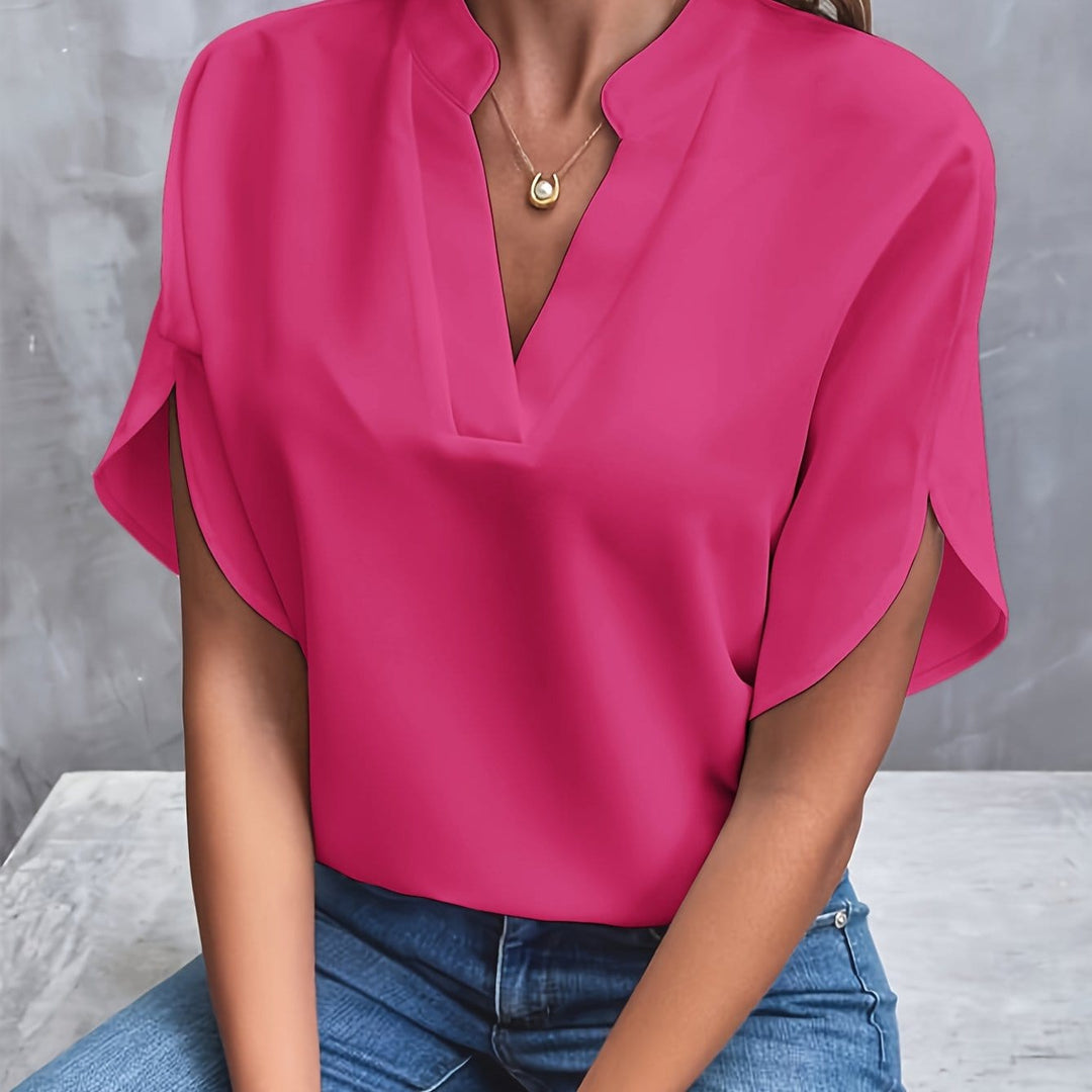 Nicole | Elegant Draped V Neck Blouse