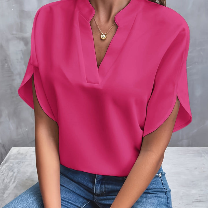 Nicole | Elegant Draped V Neck Blouse
