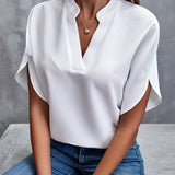 Nicole | Elegant Draped V Neck Blouse