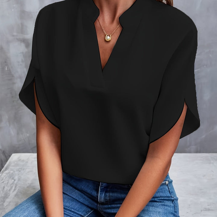 Nicole | Elegant Draped V Neck Blouse