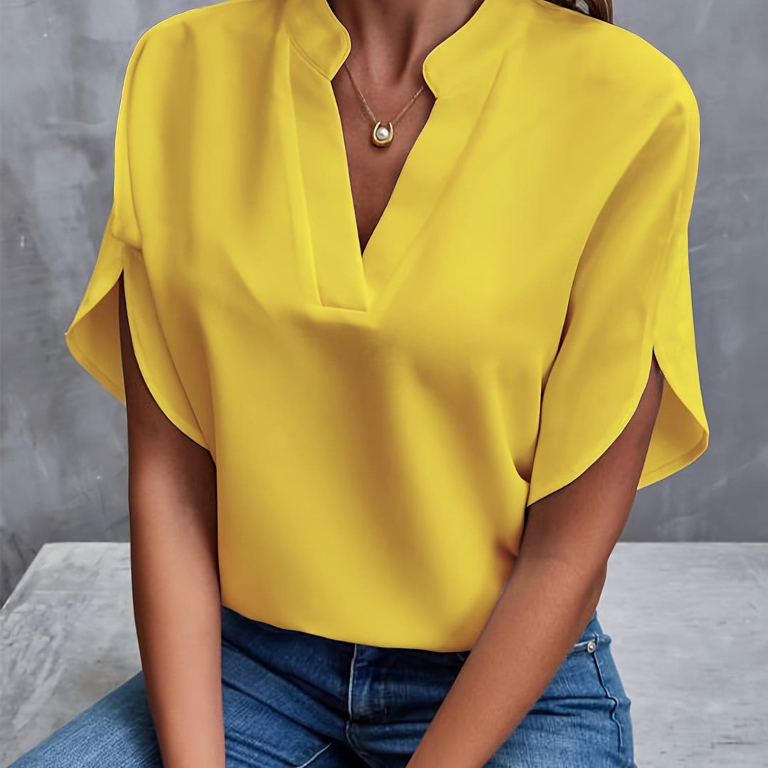 Nicole | Elegant Draped V Neck Blouse