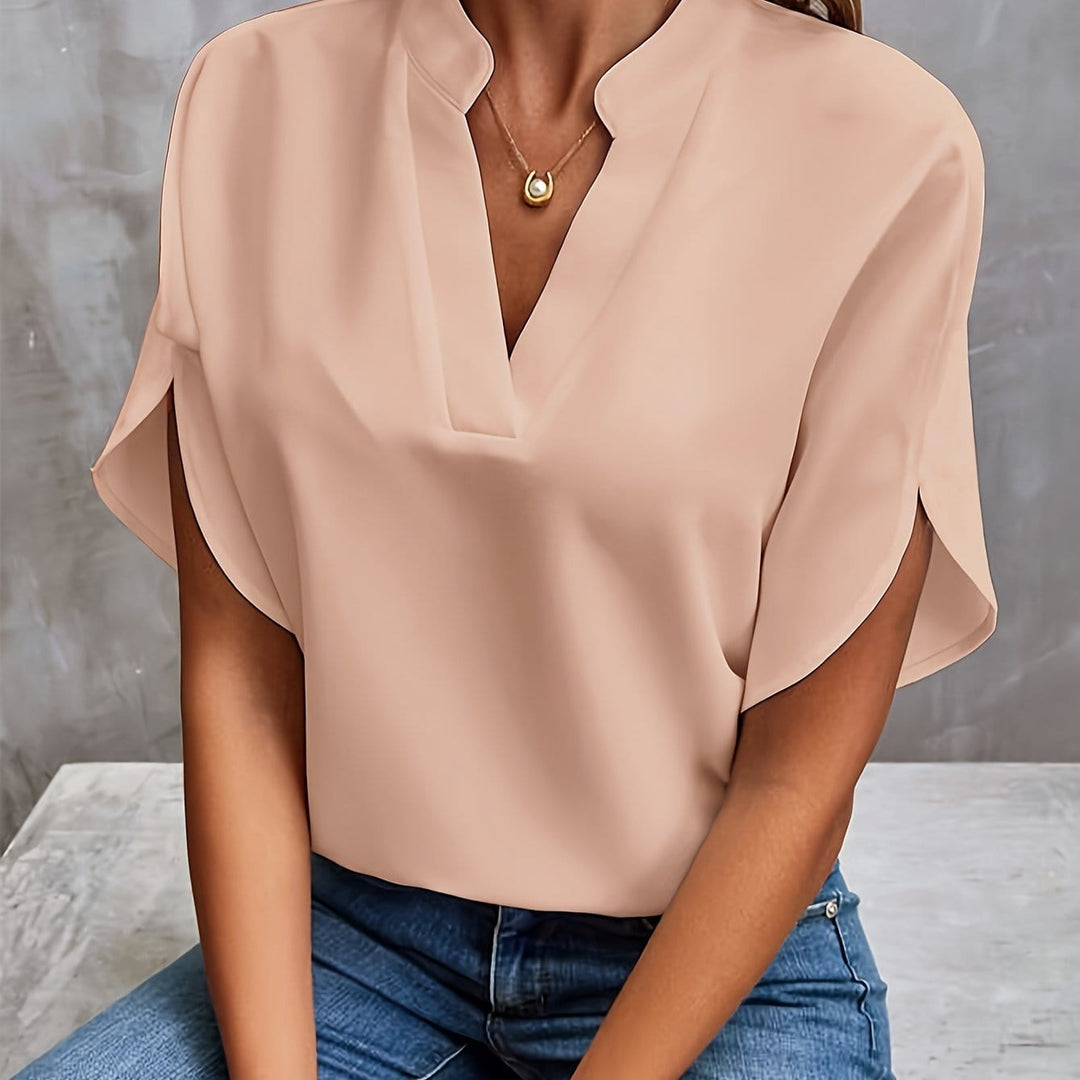 Nicole | Elegant Draped V Neck Blouse