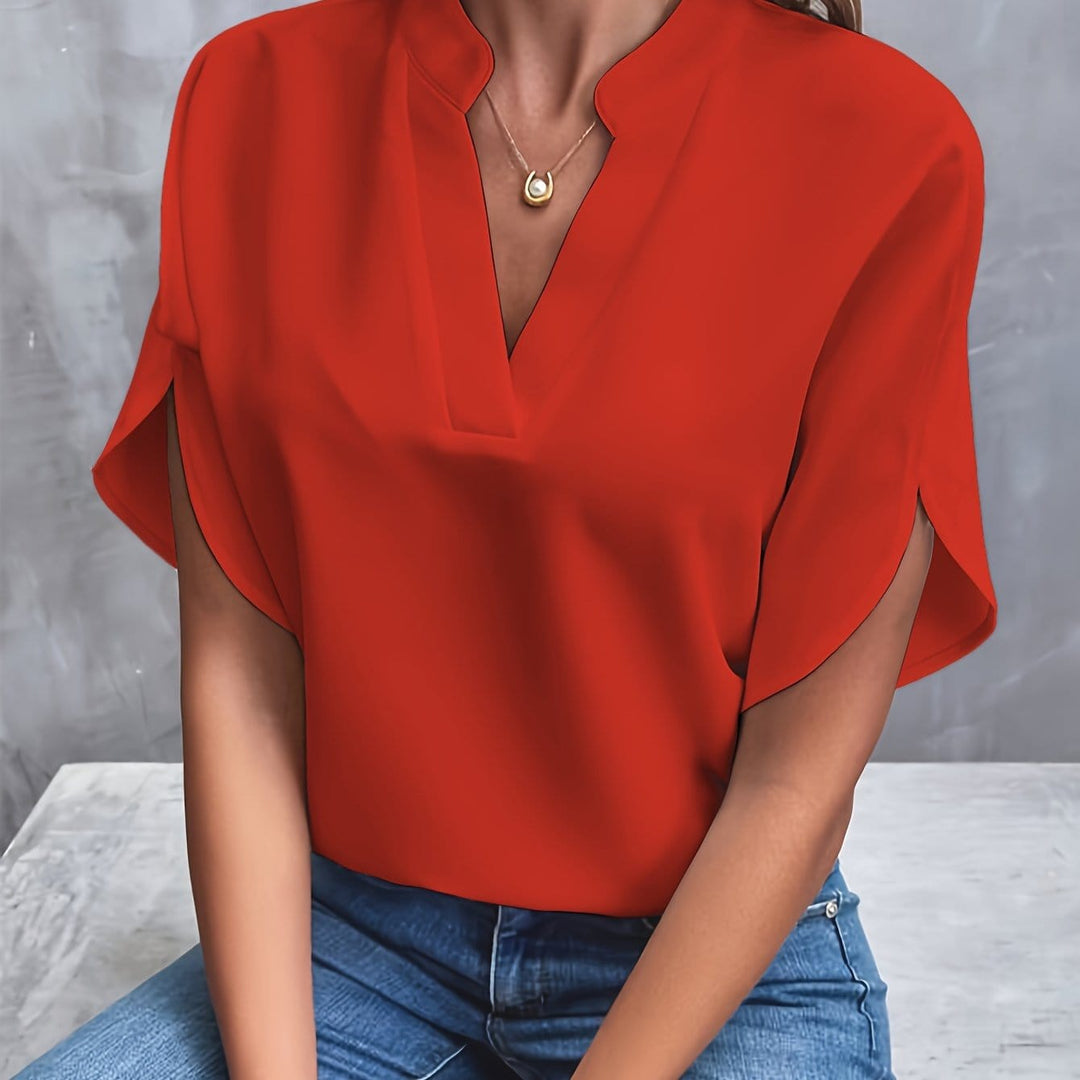 Nicole | Elegant Draped V Neck Blouse