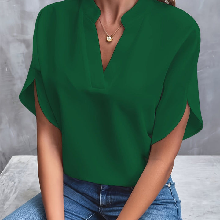 Nicole | Elegant Draped V Neck Blouse