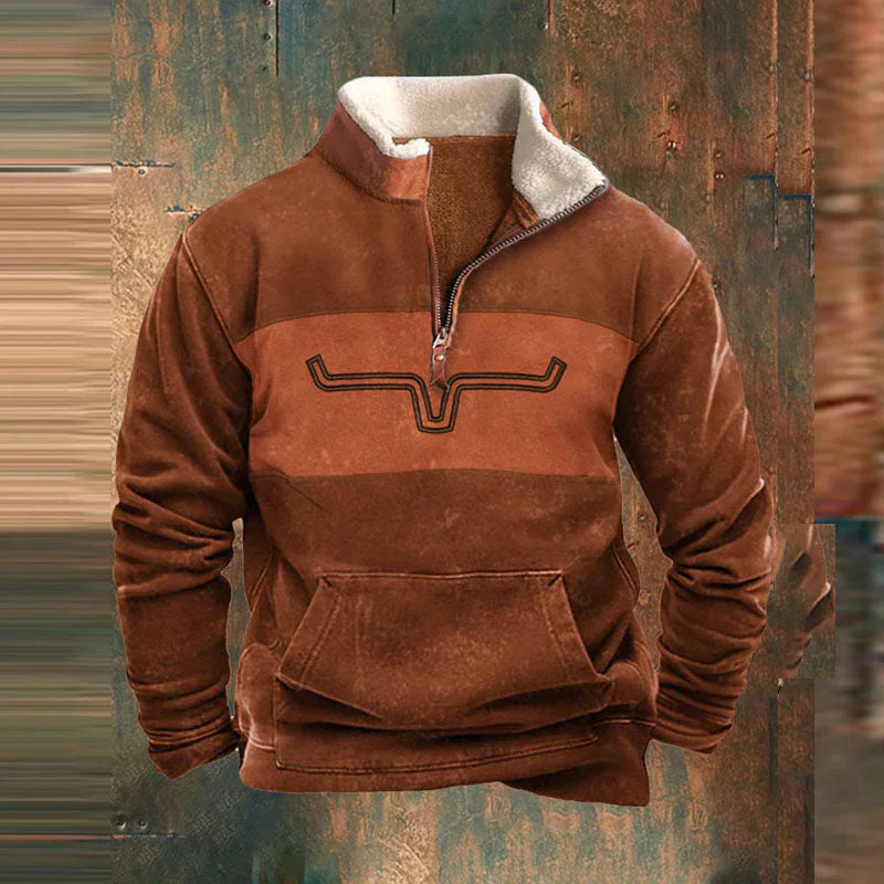 Grayson | Half-Zip Fleece Pullover with Patterned Sleeves