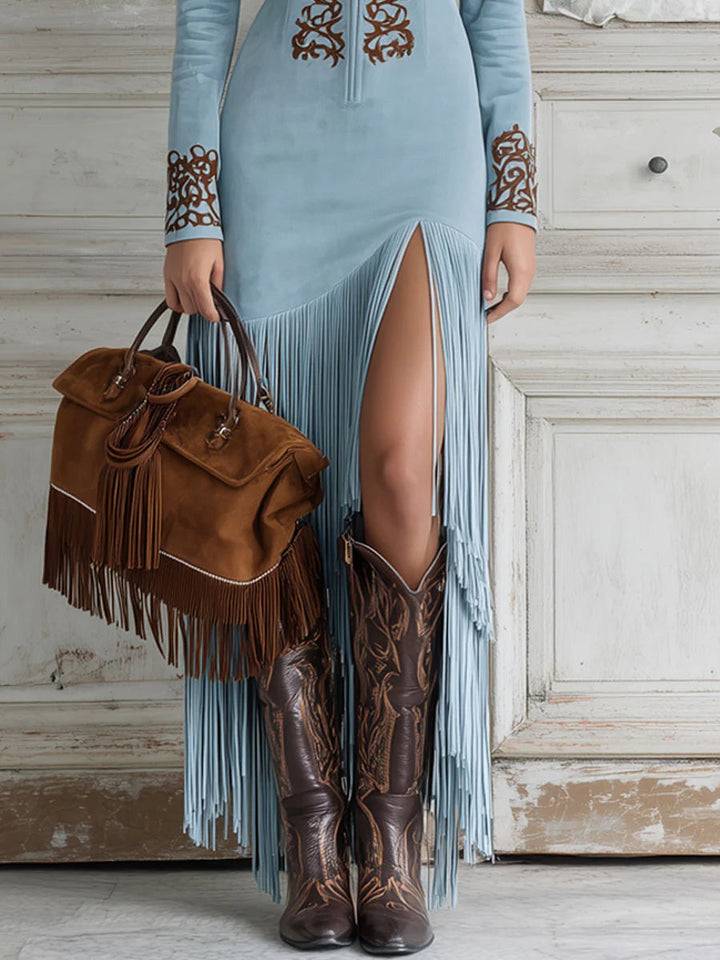 Maribel | Elegant Fringe Maxi Dress