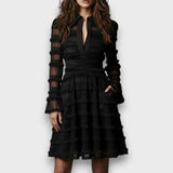 Alliah | Classic V Neck Long Sleeve Dress