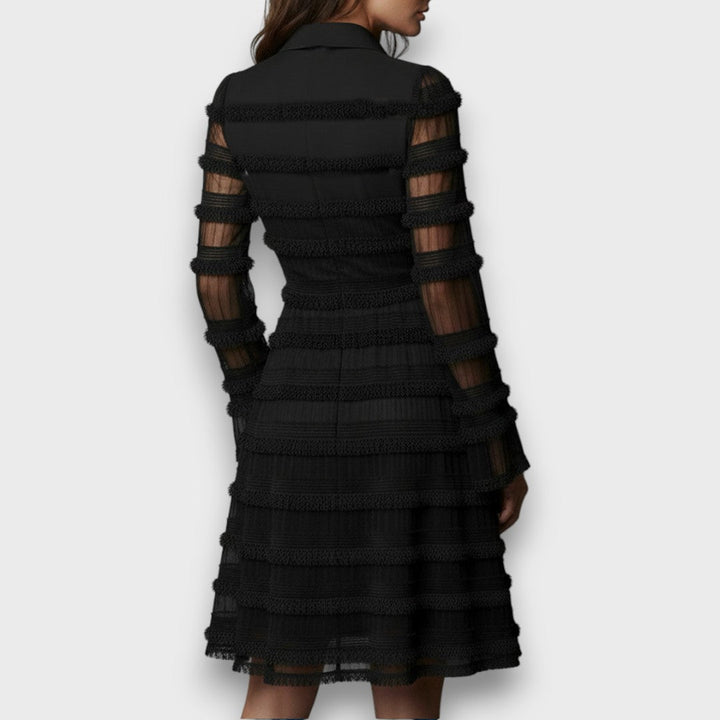 Alliah | Classic V Neck Long Sleeve Dress