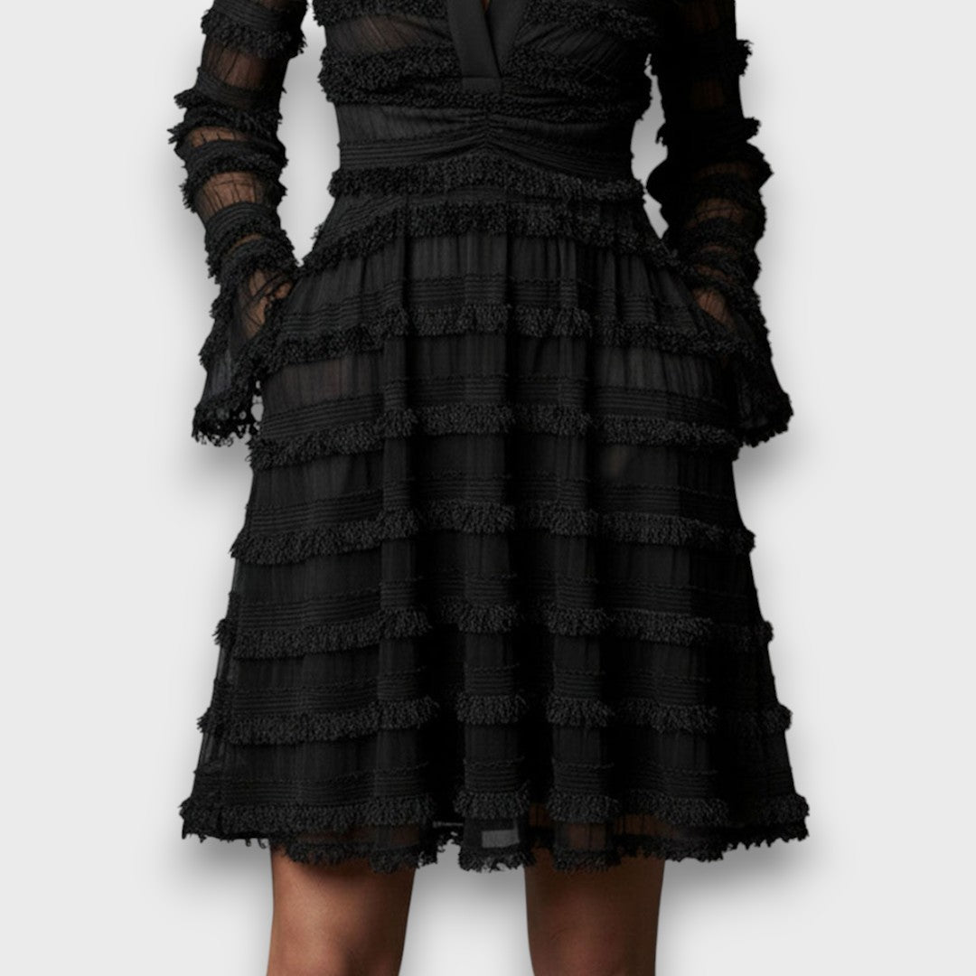 Alliah | Classic V Neck Long Sleeve Dress