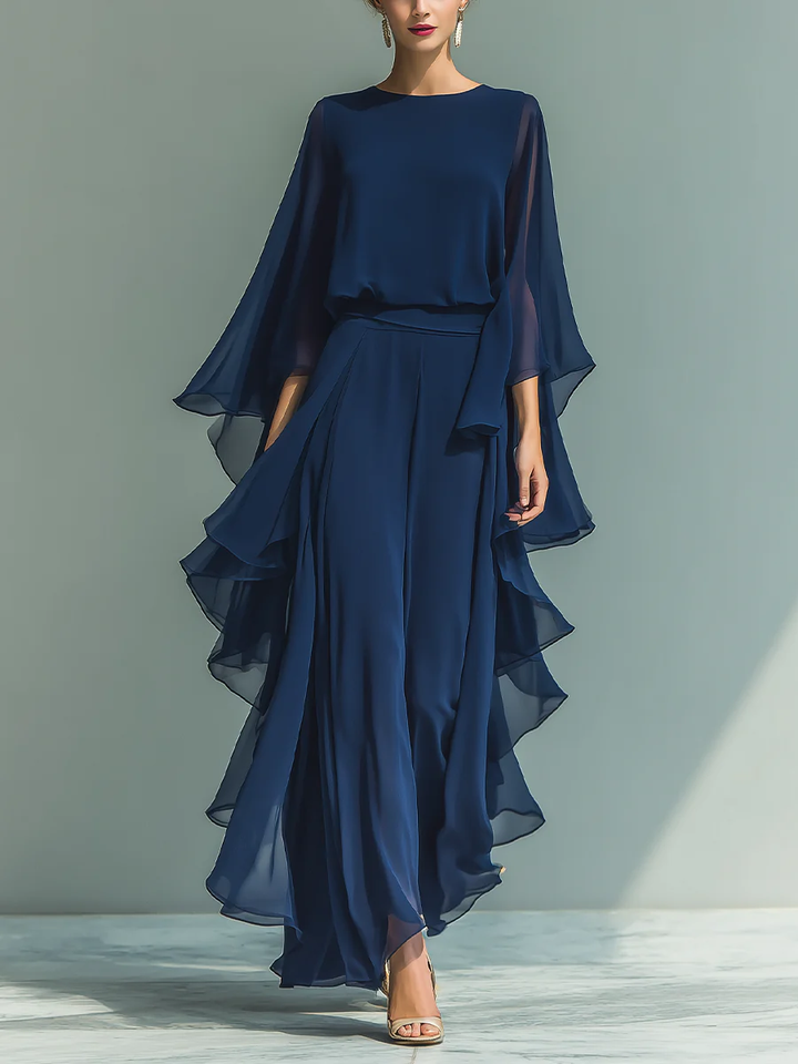 Cordelia | Flowing Cape-Sleeve Two-Piece Set