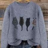 Rosalie | Cat Print Relaxed Sweater
