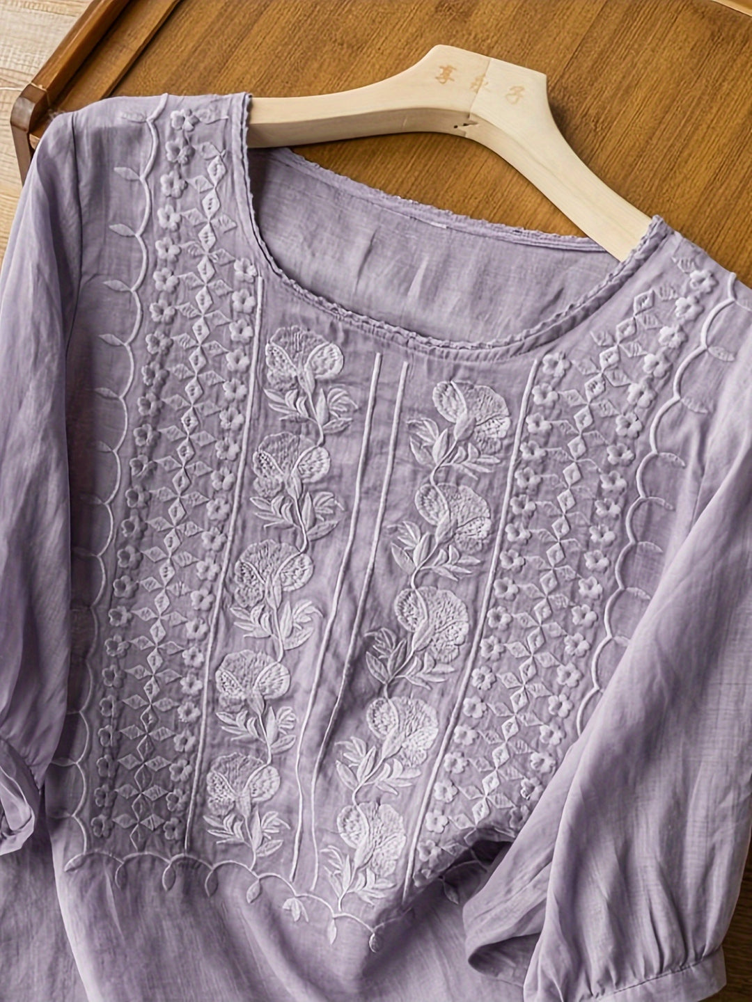 Rosina | Embroidered Scoop-Neck Blouse