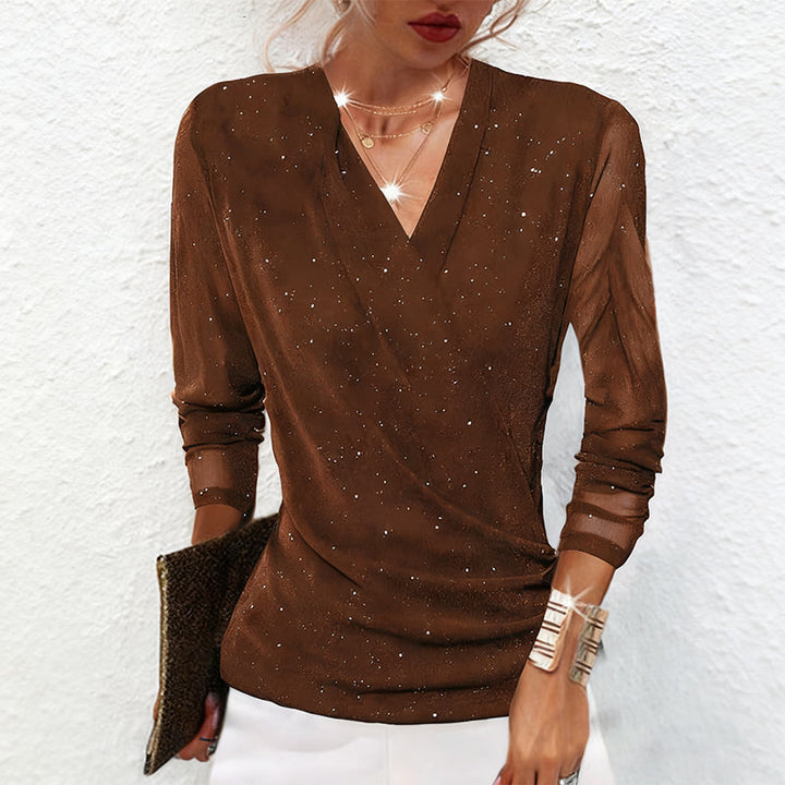 Maribel | Elegant Draped V Neck Blouse