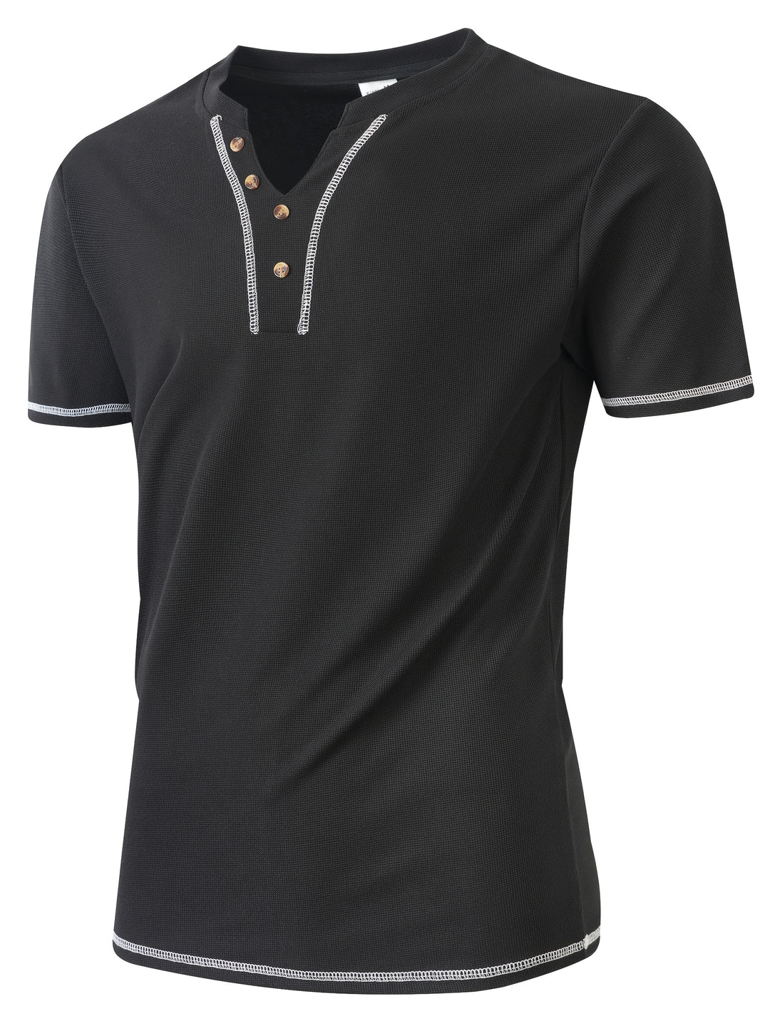 Maxwell | Textured Button-Neck Tee