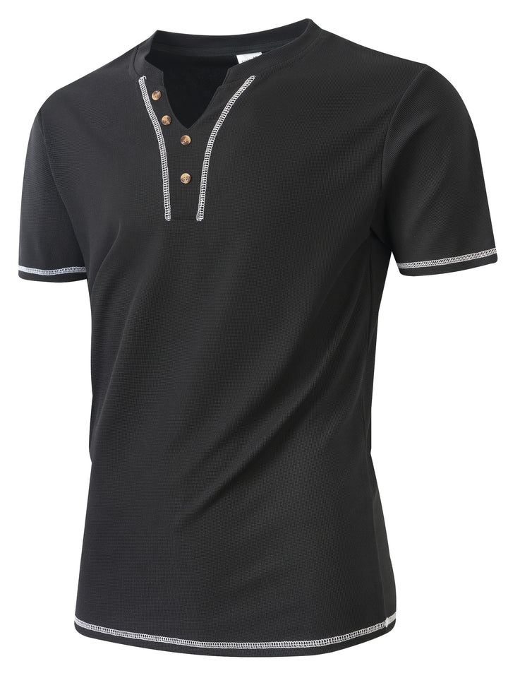 Maxwell | Textured Button-Neck Tee